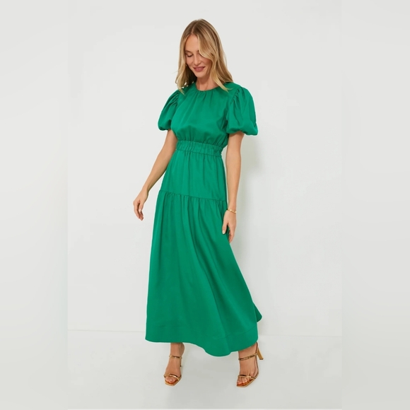 NWT Green Puff Sleeve Ginny Maxi Dress Size Medium in Green by Hyacinth House - Picture 1 of 13